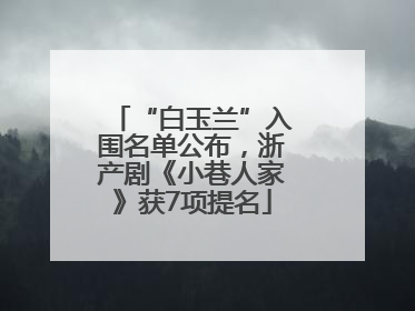 “白玉兰”入围名单公布，浙产剧《小巷人家》获7项提名