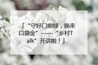 “守好门前绿，换来口袋金”——“乡村Talk”开讲啦！