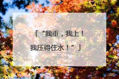 “我重，我上！我压得住水！”