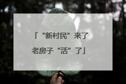 “新村民”来了 老房子“活”了