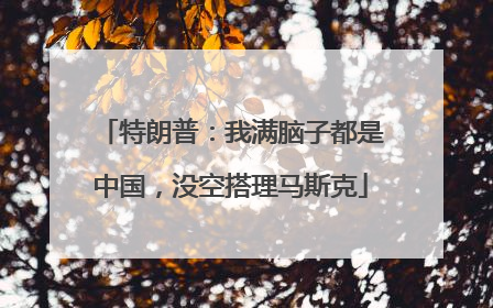 特朗普：我满脑子都是中国，没空搭理马斯克
