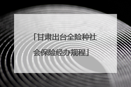 甘肃出台全险种社会保险经办规程