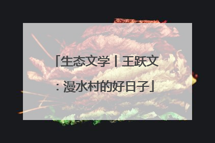 生态文学丨王跃文：漫水村的好日子