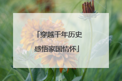 穿越千年历史 感悟家国情怀
