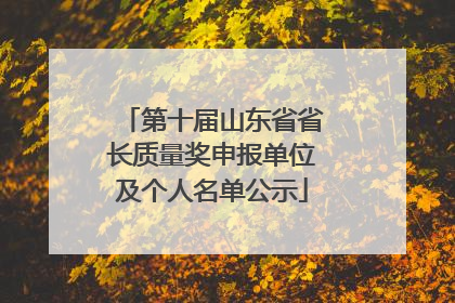 第十届山东省省长质量奖申报单位及个人名单公示