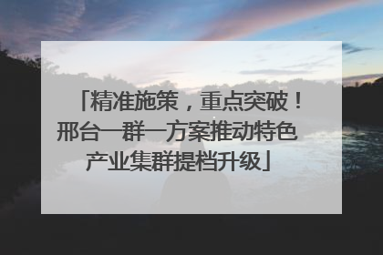 精准施策，重点突破！邢台一群一方案推动特色产业集群提档升级