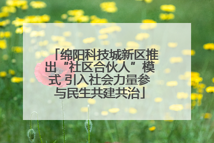 绵阳科技城新区推出“社区合伙人”模式 引入社会力量参与民生共建共治
