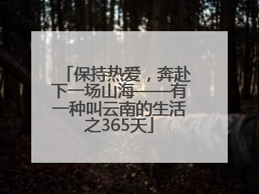 保持热爱，奔赴下一场山海——有一种叫云南的生活之365天