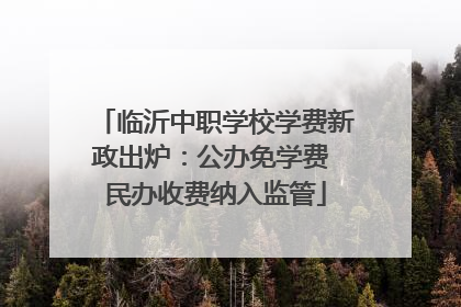 临沂中职学校学费新政出炉：公办免学费 民办收费纳入监管