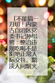 不能搞一刀切！内蒙古自治区党委书记孙绍骋：整治违规吃喝不是阻绝正常人际交往、黯淡人间烟火
