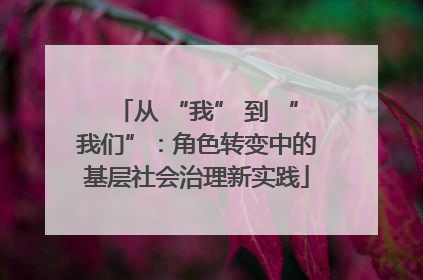 从 “我” 到 “我们”：角色转变中的基层社会治理新实践