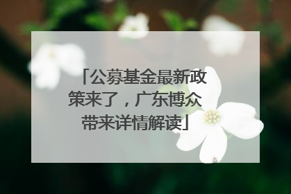 公募基金最新政策来了，广东博众带来详情解读