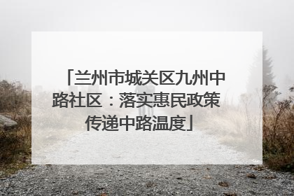 兰州市城关区九州中路社区：落实惠民政策 传递中路温度