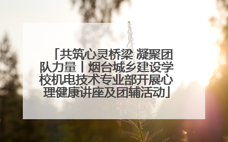 共筑心灵桥梁 凝聚团队力量丨烟台城乡建设学校机电技术专业部开展心理健康讲座及团辅活动