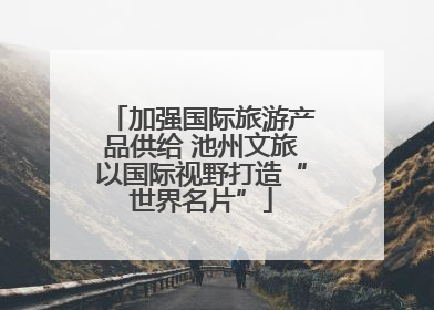加强国际旅游产品供给 池州文旅以国际视野打造“世界名片”