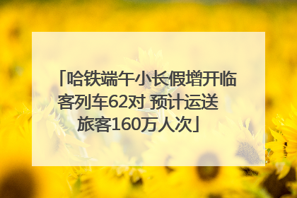 哈铁端午小长假增开临客列车62对 预计运送旅客160万人次