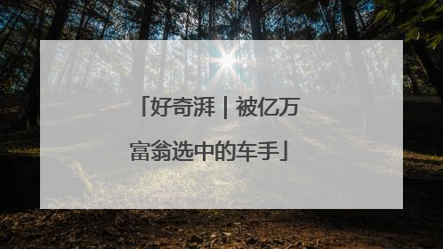 好奇湃｜被亿万富翁选中的车手