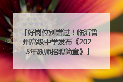 好岗位别错过！临沂鲁州高级中学发布《2025年教师招聘简章》