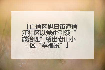 广信区旭日街道信江社区以党建引领“微治理”绣出老旧小区“幸福景”