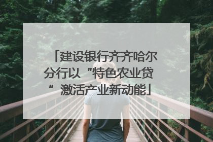 建设银行齐齐哈尔分行以“特色农业贷”激活产业新动能