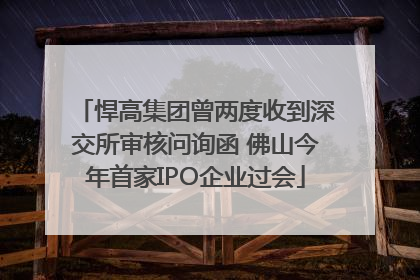 悍高集团曾两度收到深交所审核问询函 佛山今年首家IPO企业过会