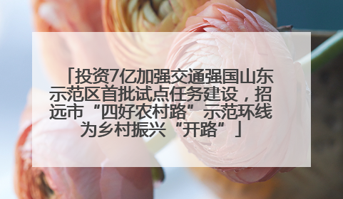 投资7亿加强交通强国山东示范区首批试点任务建设，招远市“四好农村路”示范环线为乡村振兴“开路”