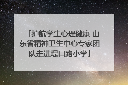 护航学生心理健康 山东省精神卫生中心专家团队走进堤口路小学