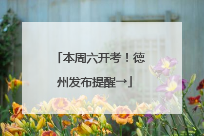 本周六开考！德州发布提醒→