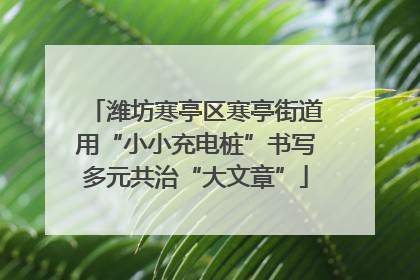 潍坊寒亭区寒亭街道用“小小充电桩”书写多元共治“大文章”