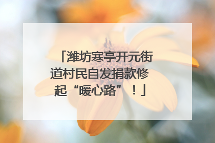 潍坊寒亭开元街道村民自发捐款修起“暖心路”！