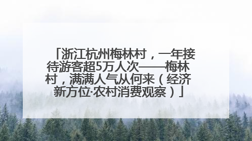 浙江杭州梅林村，一年接待游客超5万人次——梅林村，满满人气从何来（经济新方位·农村消费观察）