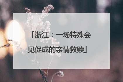 浙江：一场特殊会见促成的亲情救赎