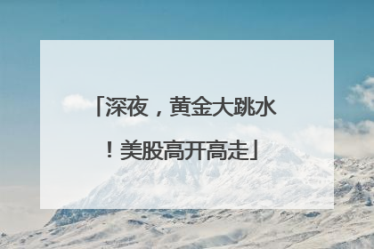 深夜，黄金大跳水！美股高开高走