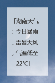 湖南天气：今日暴雨，雷暴大风，气温低至22℃
