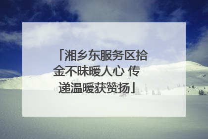 湘乡东服务区拾金不昧暖人心 传递温暖获赞扬