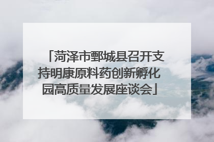菏泽市鄄城县召开支持明康原料药创新孵化园高质量发展座谈会