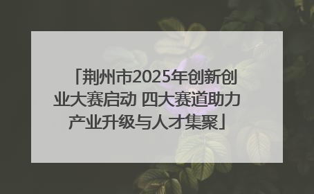 荆州市2025年创新创业大赛启动 四大赛道助力产业升级与人才集聚