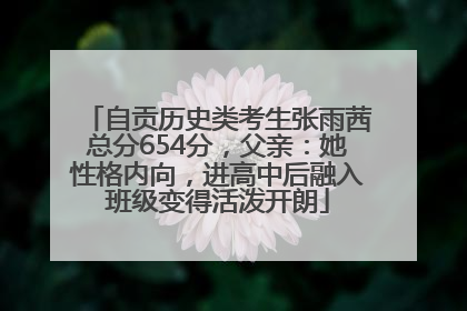 自贡历史类考生张雨茜总分654分，父亲：她性格内向，进高中后融入班级变得活泼开朗