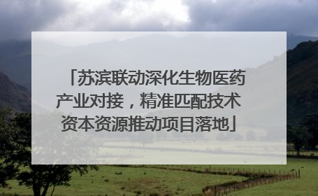 苏滨联动深化生物医药产业对接，精准匹配技术资本资源推动项目落地