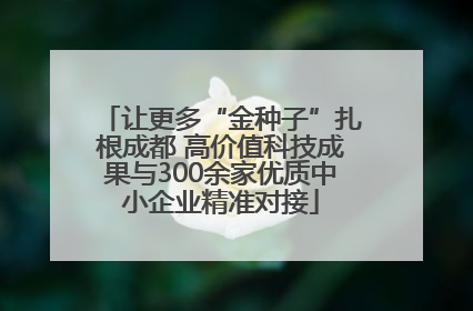 让更多“金种子”扎根成都 高价值科技成果与300余家优质中小企业精准对接