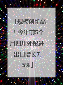 规模创新高！今年前5个月四川外贸进出口增长7.5%