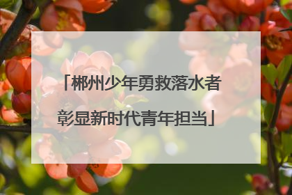 郴州少年勇救落水者 彰显新时代青年担当