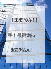 重要股东出手！最高增持超29亿元
