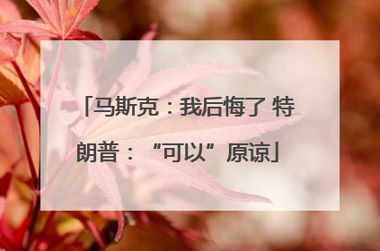 马斯克：我后悔了 特朗普：“可以”原谅